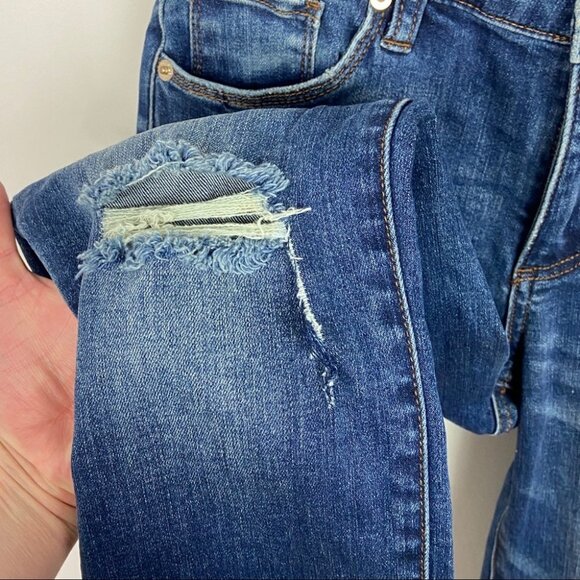 Nordstrom Distressed Jeans Raw Hem Crop Size 25 STS Blue Emma Mid Rise Denim - Picture 10 of 12